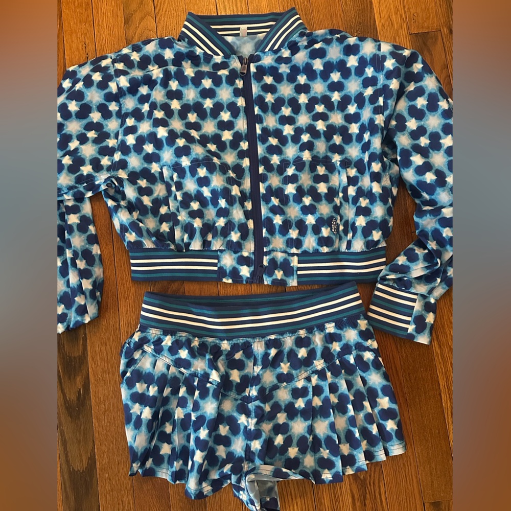 FP MOVEMENT Stylish Blue Patterned Jacket and Short Set